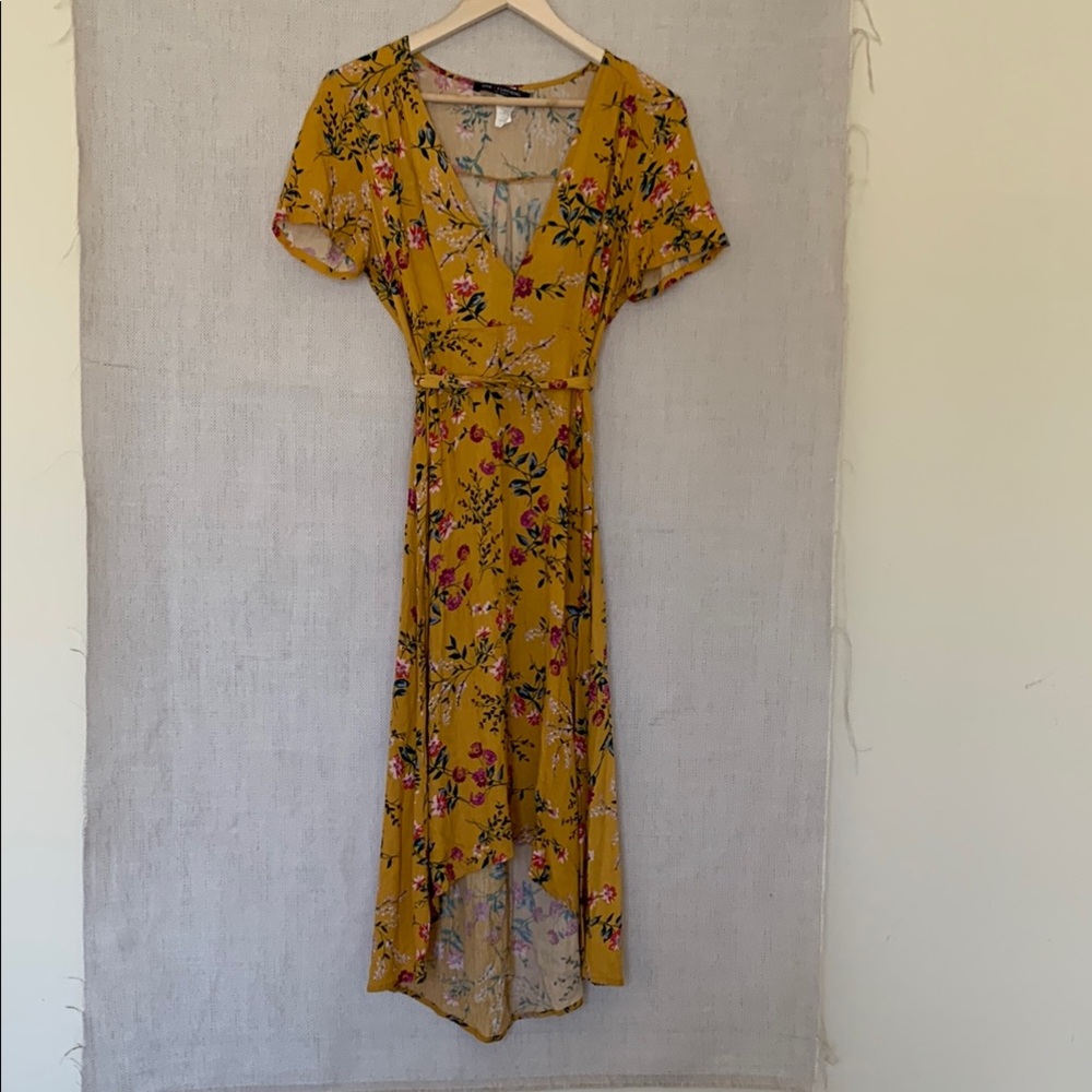 Floral Mustard Yellow Dress